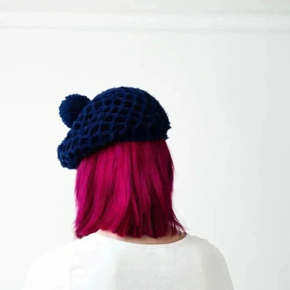 Vintage 50s Fuzzy Wool Plaid Pom Beret Tam - Picture 5 of 5